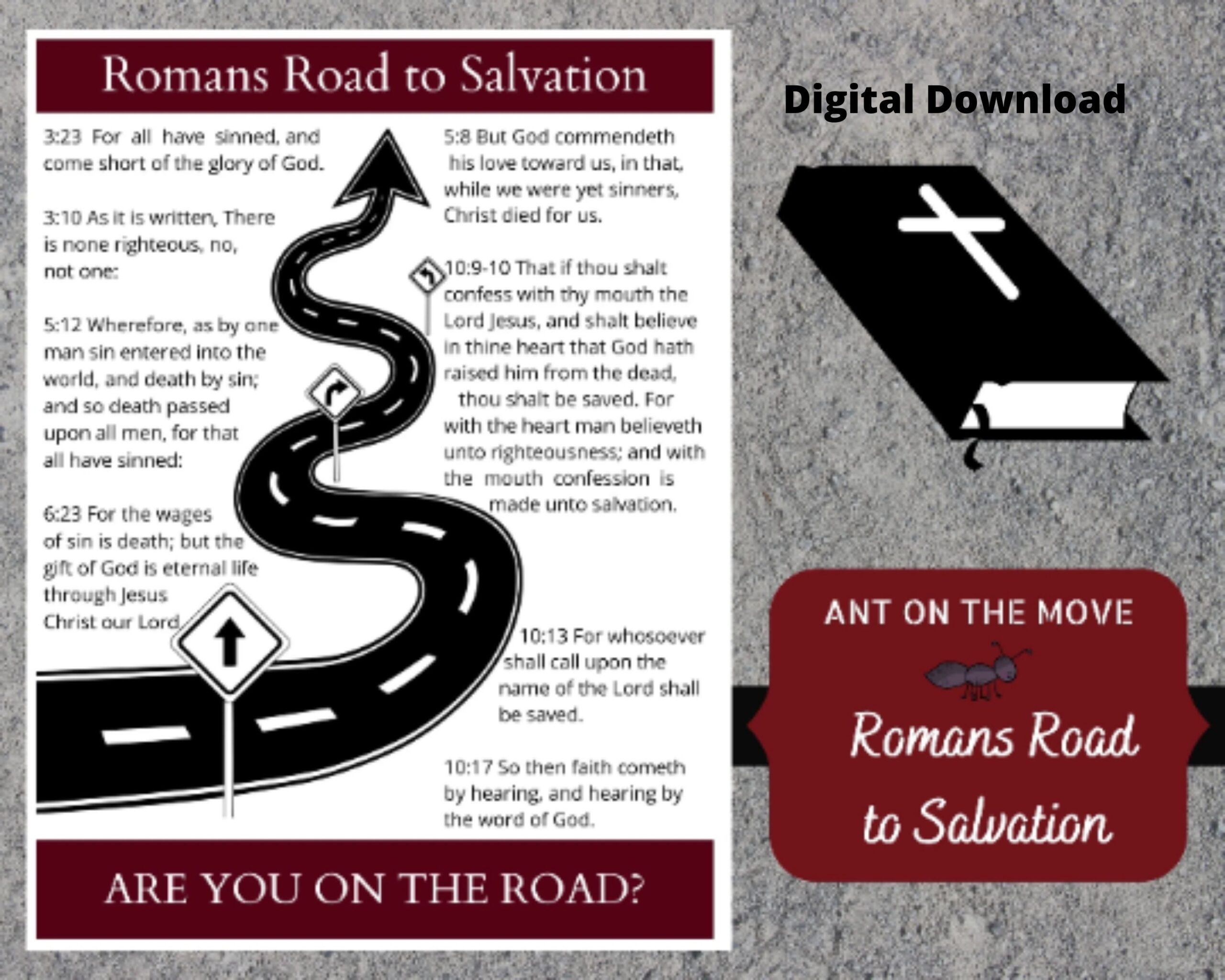 Romans Road Printable Small Group Evangelism Sheet Way Of Salvation Gospel Tract scripture Card Bible Verses Romans KJV Etsy