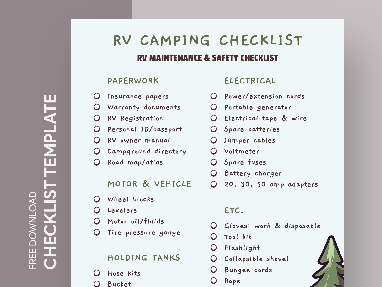 free printable rv camping checklist pdf