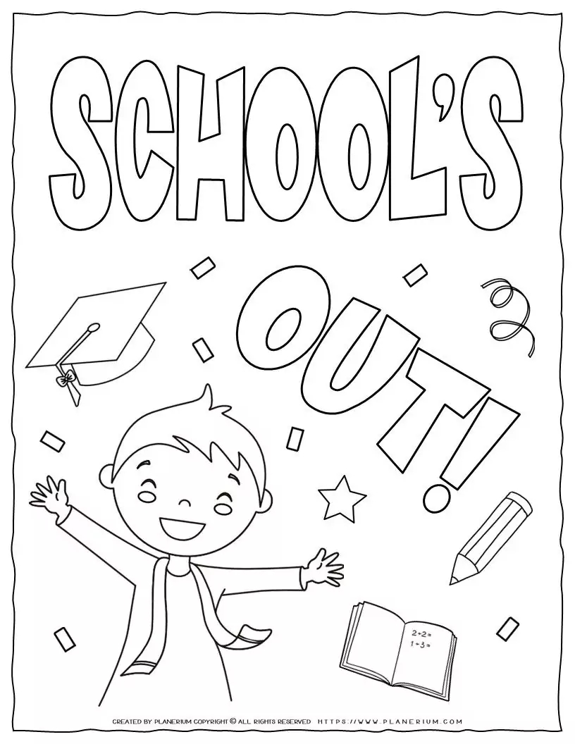 School s Out Free End Of School Year Coloring Page For Kids