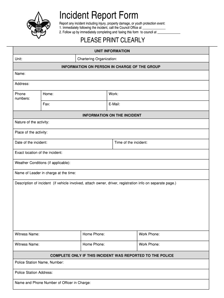 printable incident report form pdf