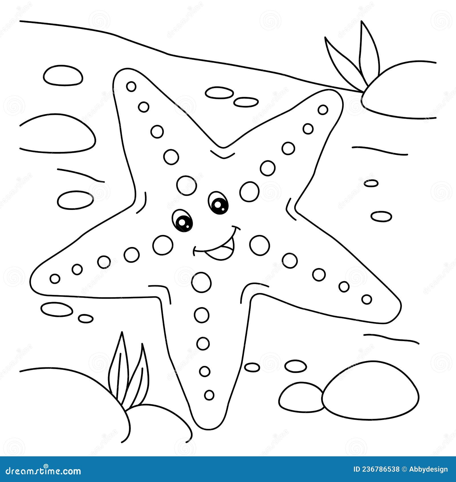 Sea Star Coloring Page For Kids Stock Vector Illustration Of Beach Colouring 236786538