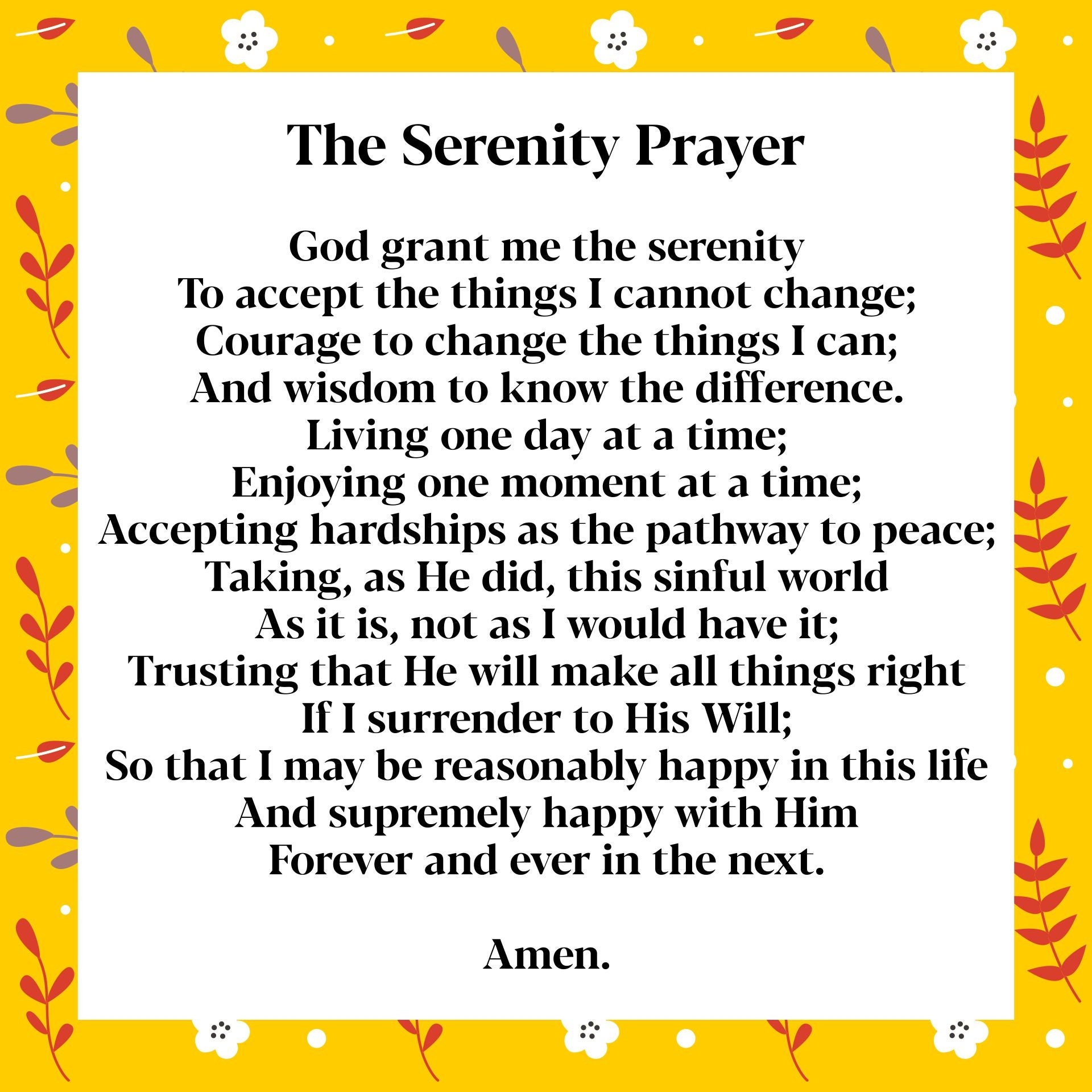 serenity prayer printable pdf free download