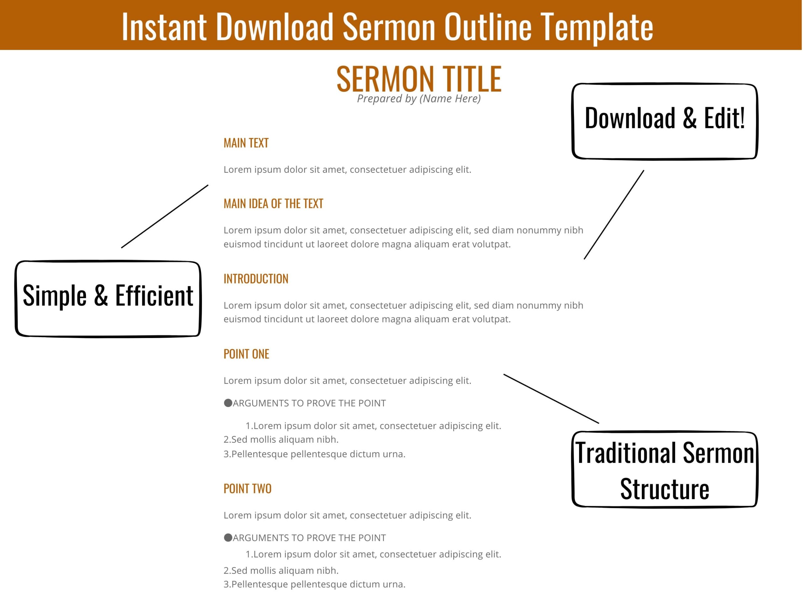 Sermon Planner Sermon Outline Template Bible Lesson Template Christian Resources Digital Download Teaching Template Etsy