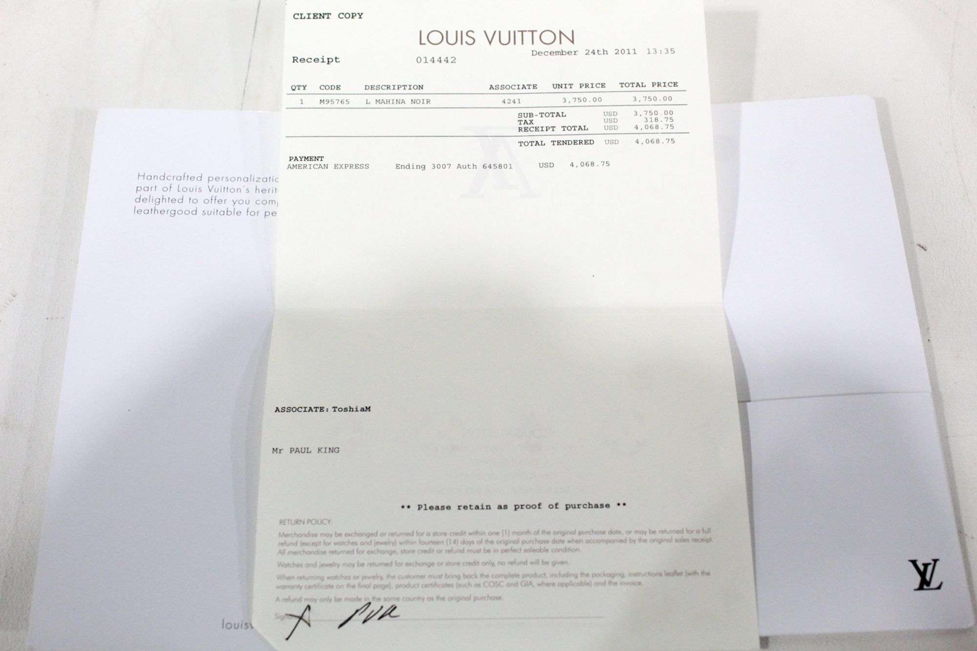 Shop Louis Vuitton Receipt Online Factory Sale Authentic Louis Vuitton Mahina Noir Handbag Included Original