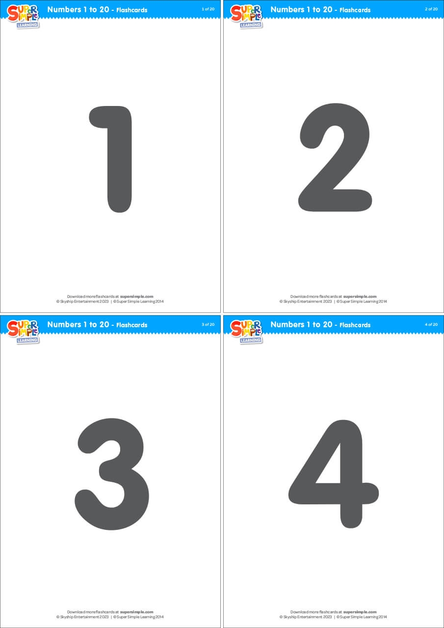 Simple Numbers 1 20 Flashcards Super Simple