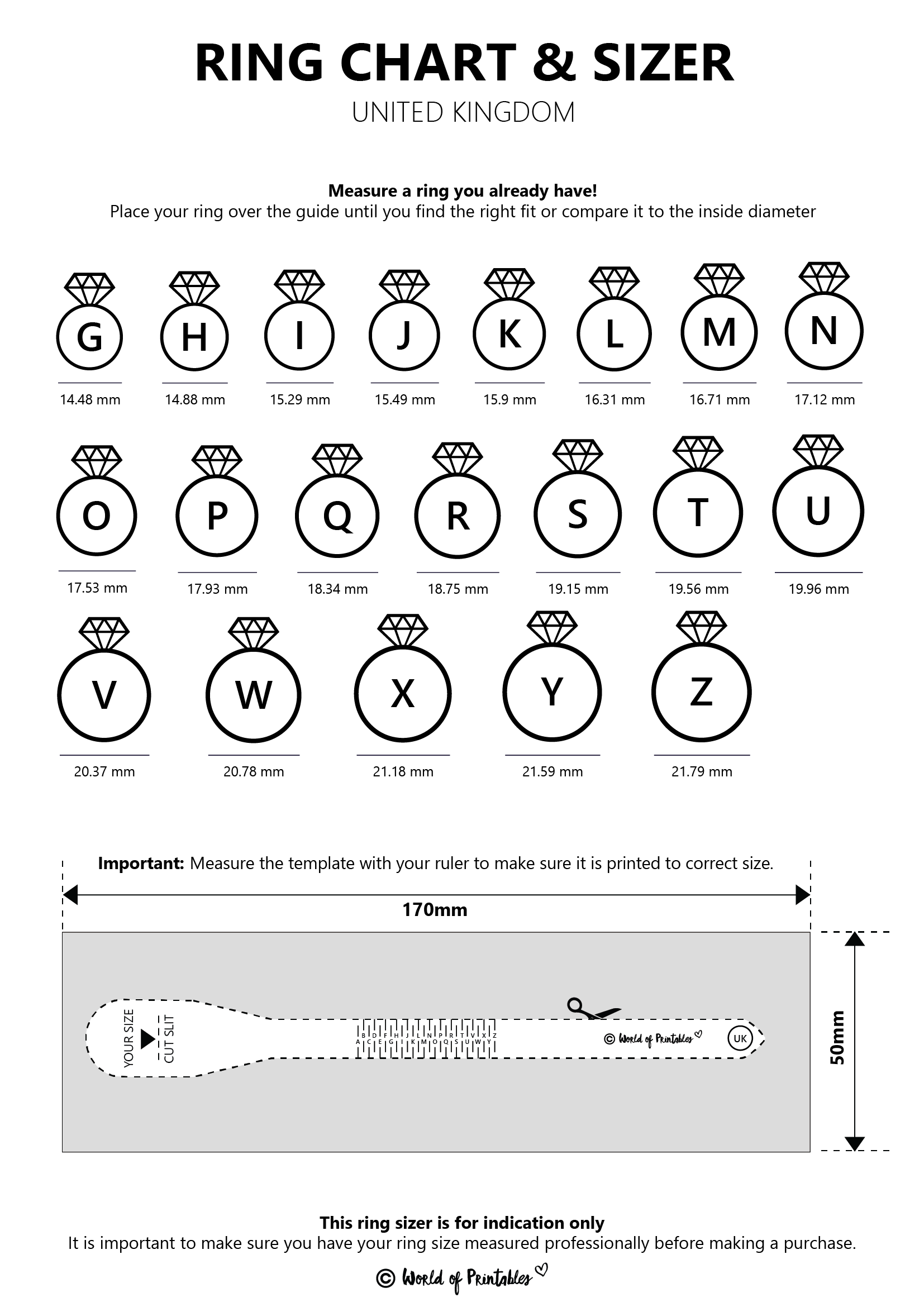 Size Guide Ring Sizer Printable Free Size Calculator Ring Sizer On Phone Printable Ring Sizer With Half