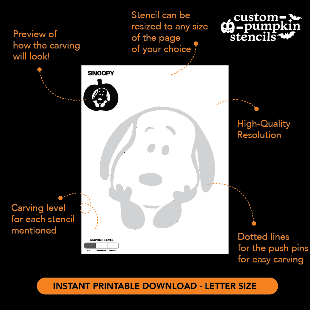 printable snoopy pumpkin carving template