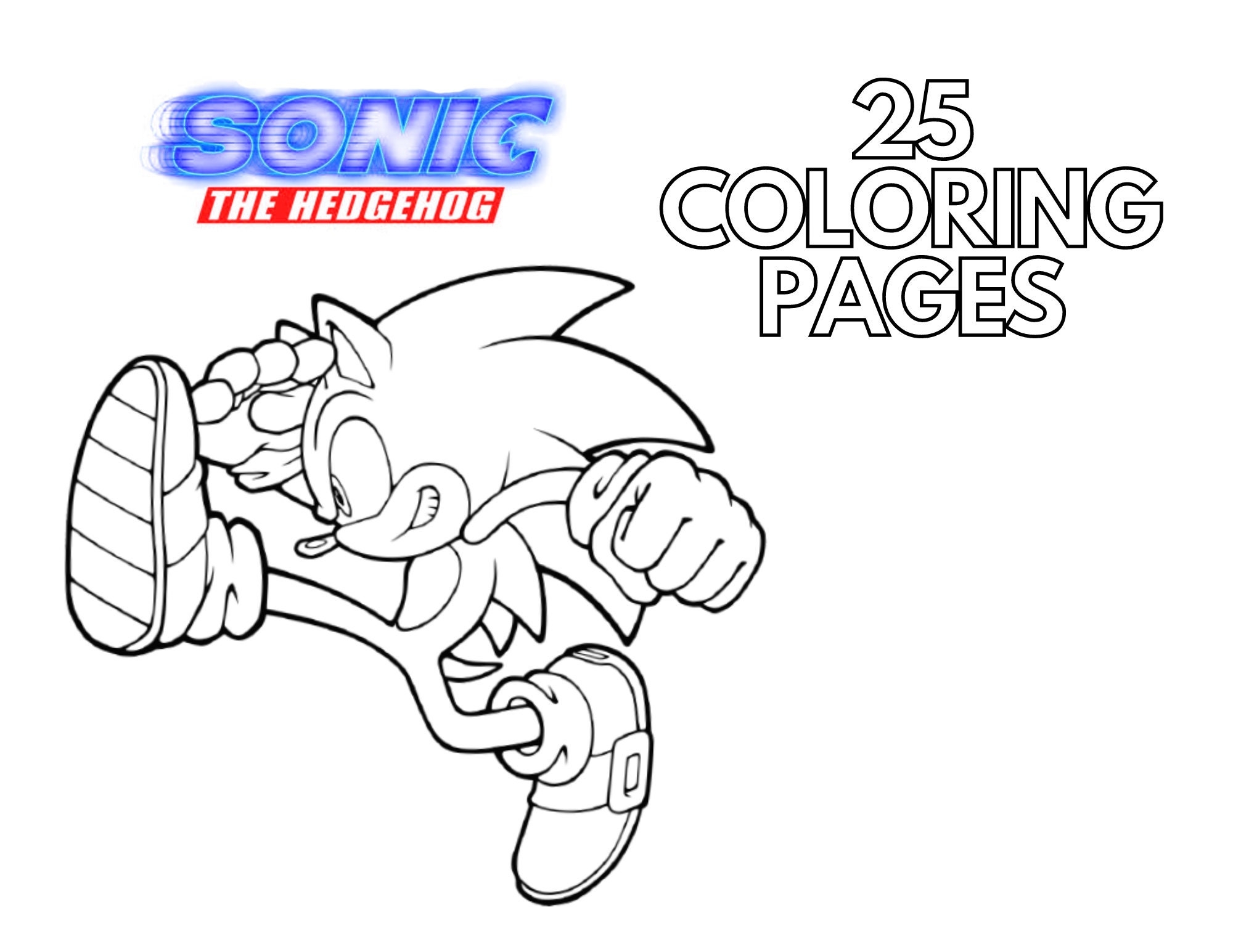 Sonic The Hedgehog Coloring Book 25 Printable Pages digital Download Etsy