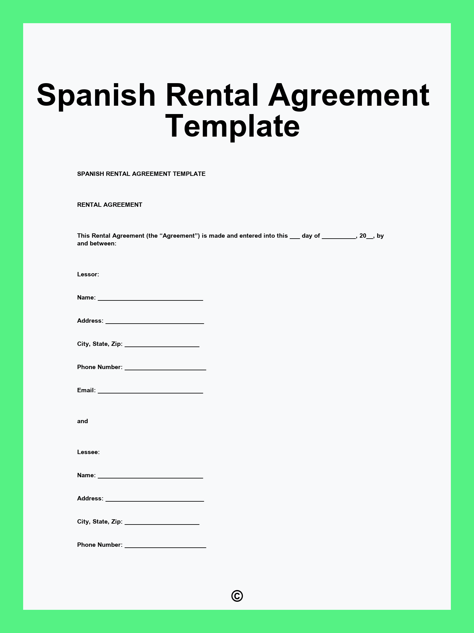 Spanish Rental Agreement Template