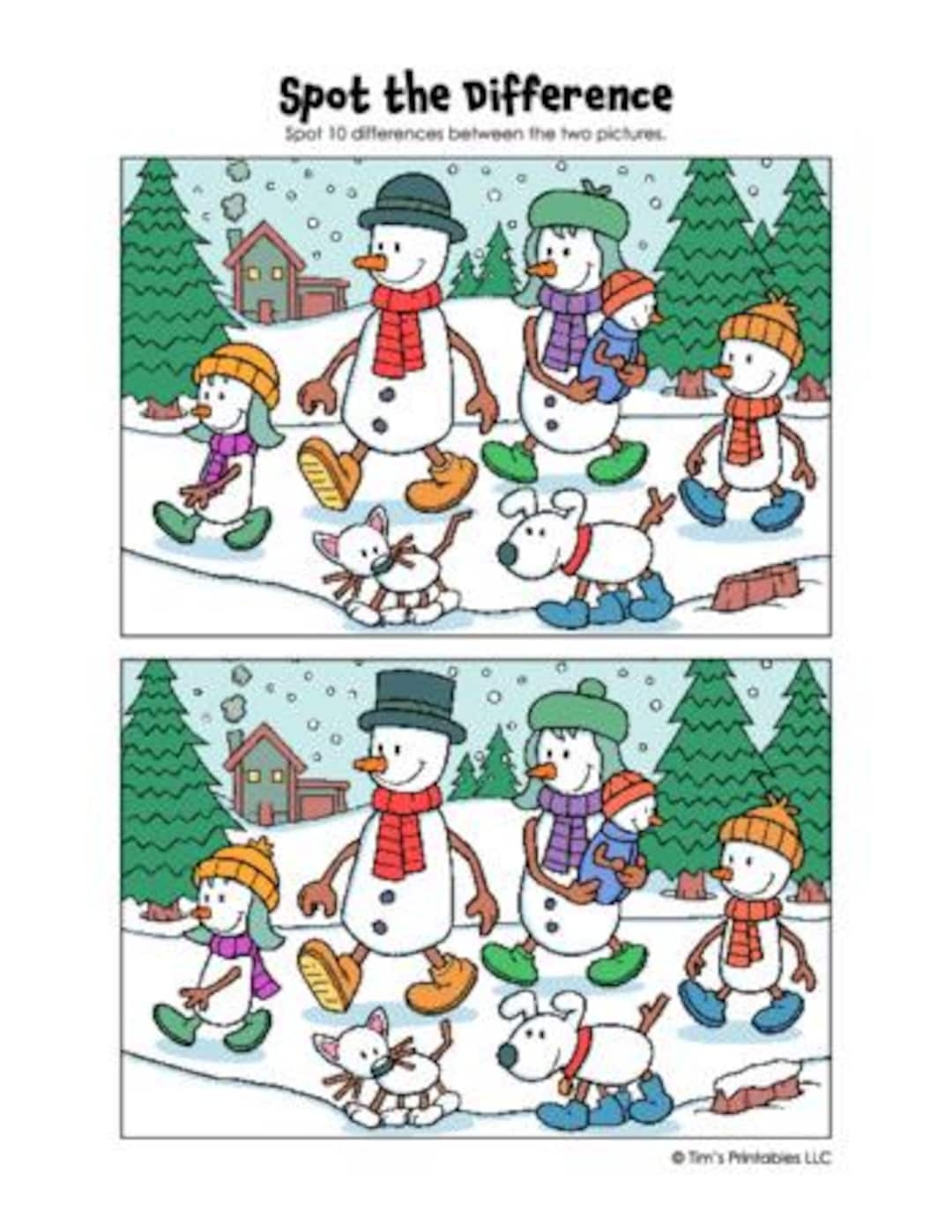 Spot The Difference Printable The Snowman Family Etsy