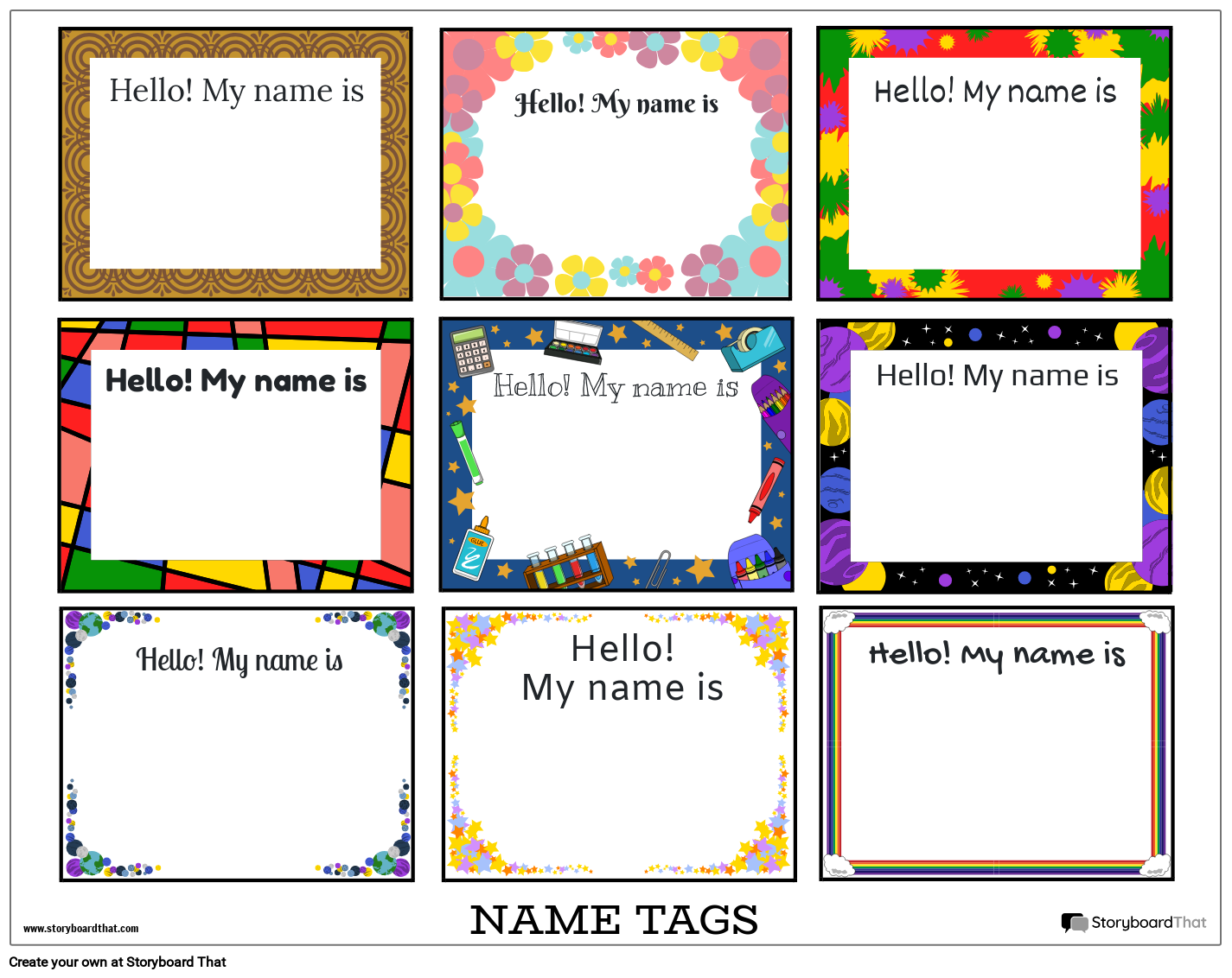 name template printable