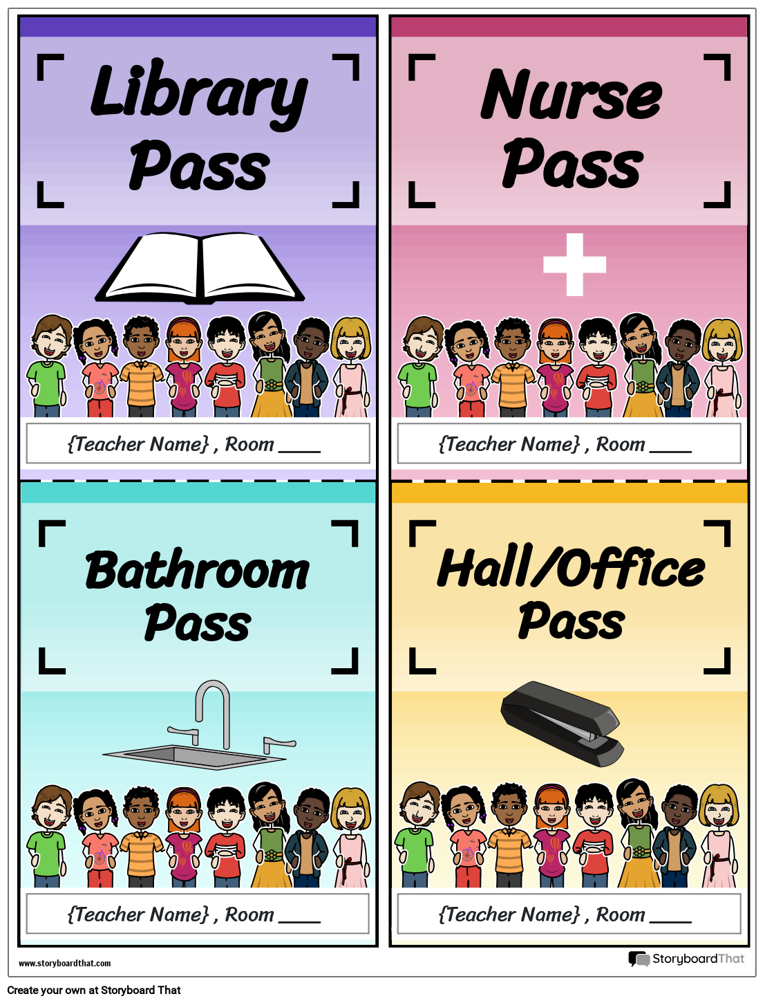 Storyboard That Free Printable Hall Passes For Classrooms