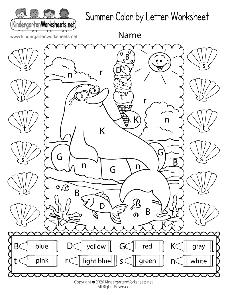 Summer Color By Letter Worksheet Free Printable Digital PDF