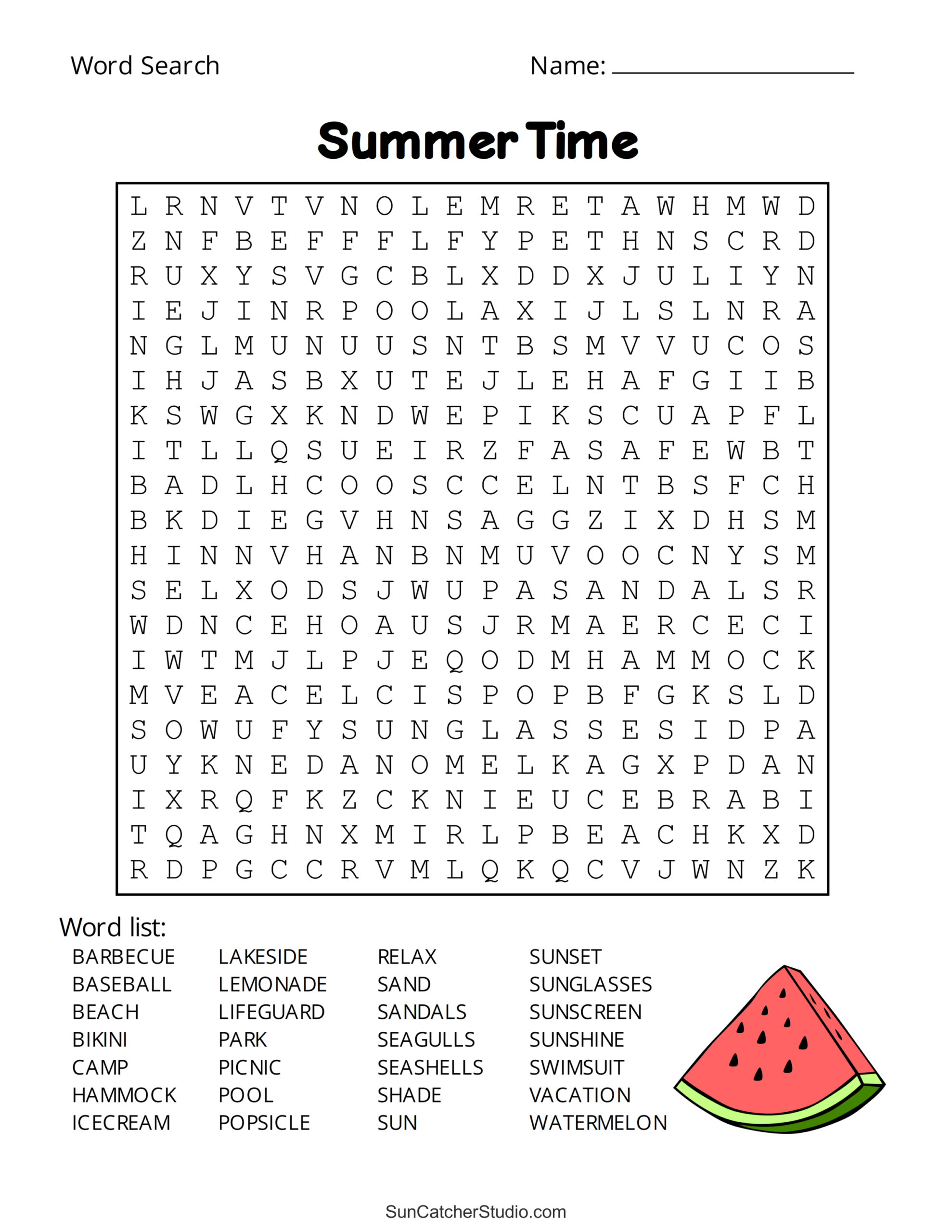 summer word search printable pdf
