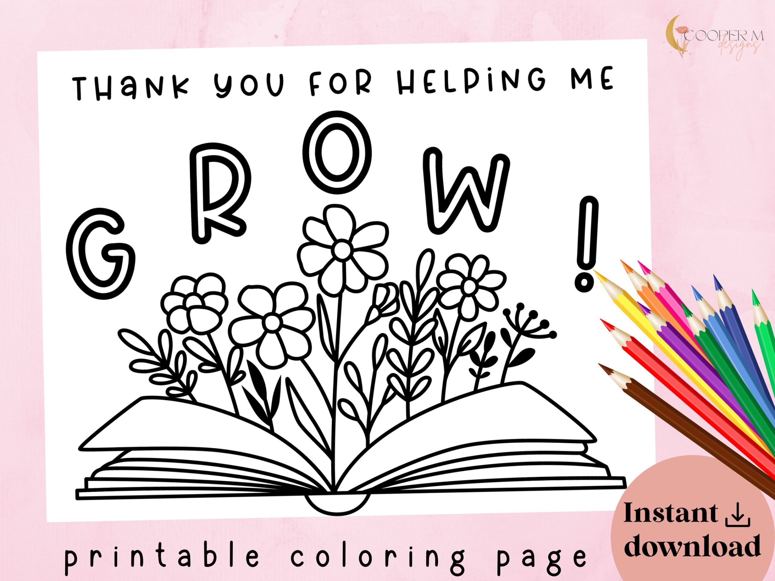 Teacher Appreciation Coloring Page Printable Thank You Card Digital File Instant Download Teacher Gift Teacher Appreciation Gift Etsy