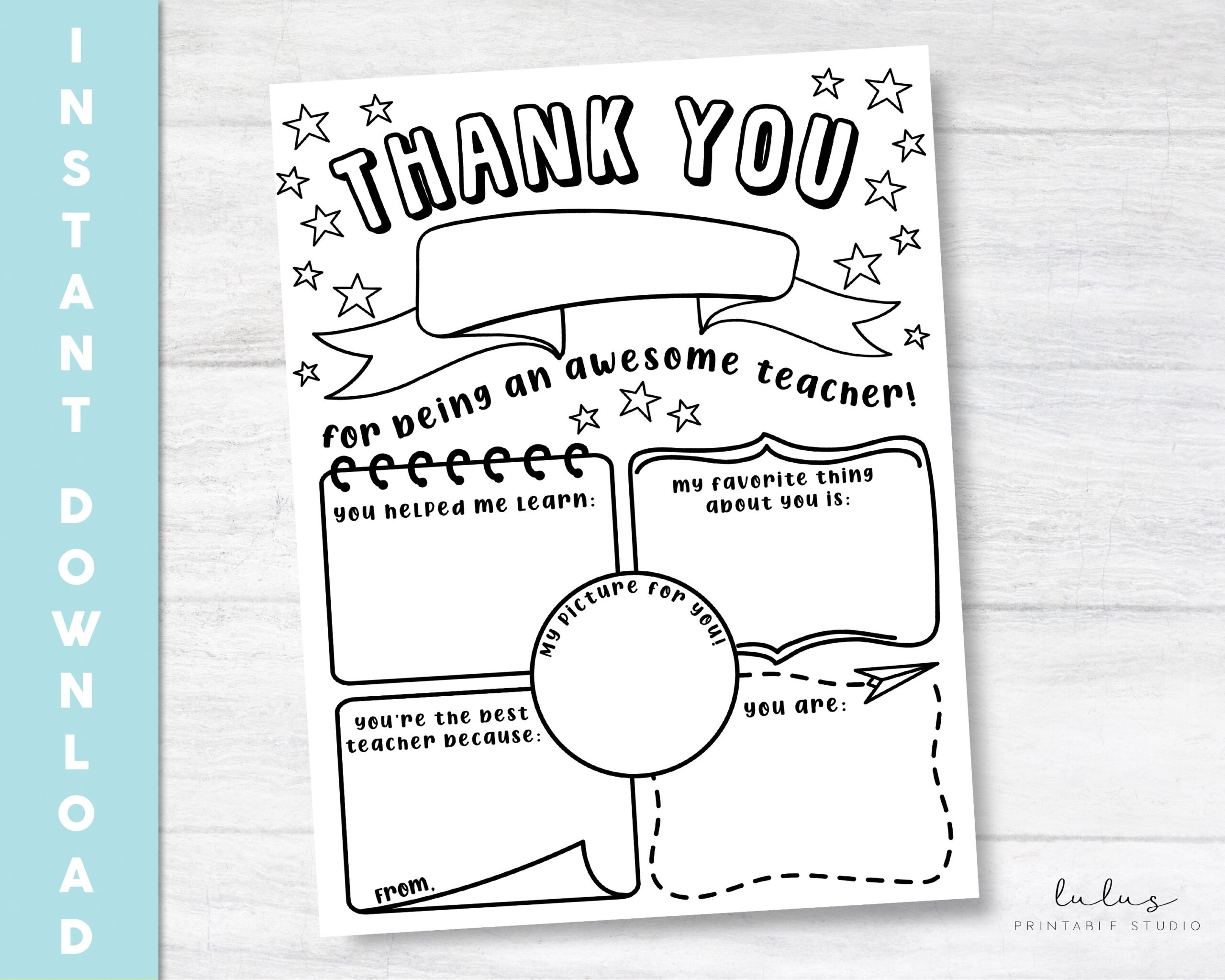 Teacher Appreciation Letter Thank You Teacher Coloring Page Virtual Teacher Appreciation Letter Thank You Letter Coloring Page Etsy