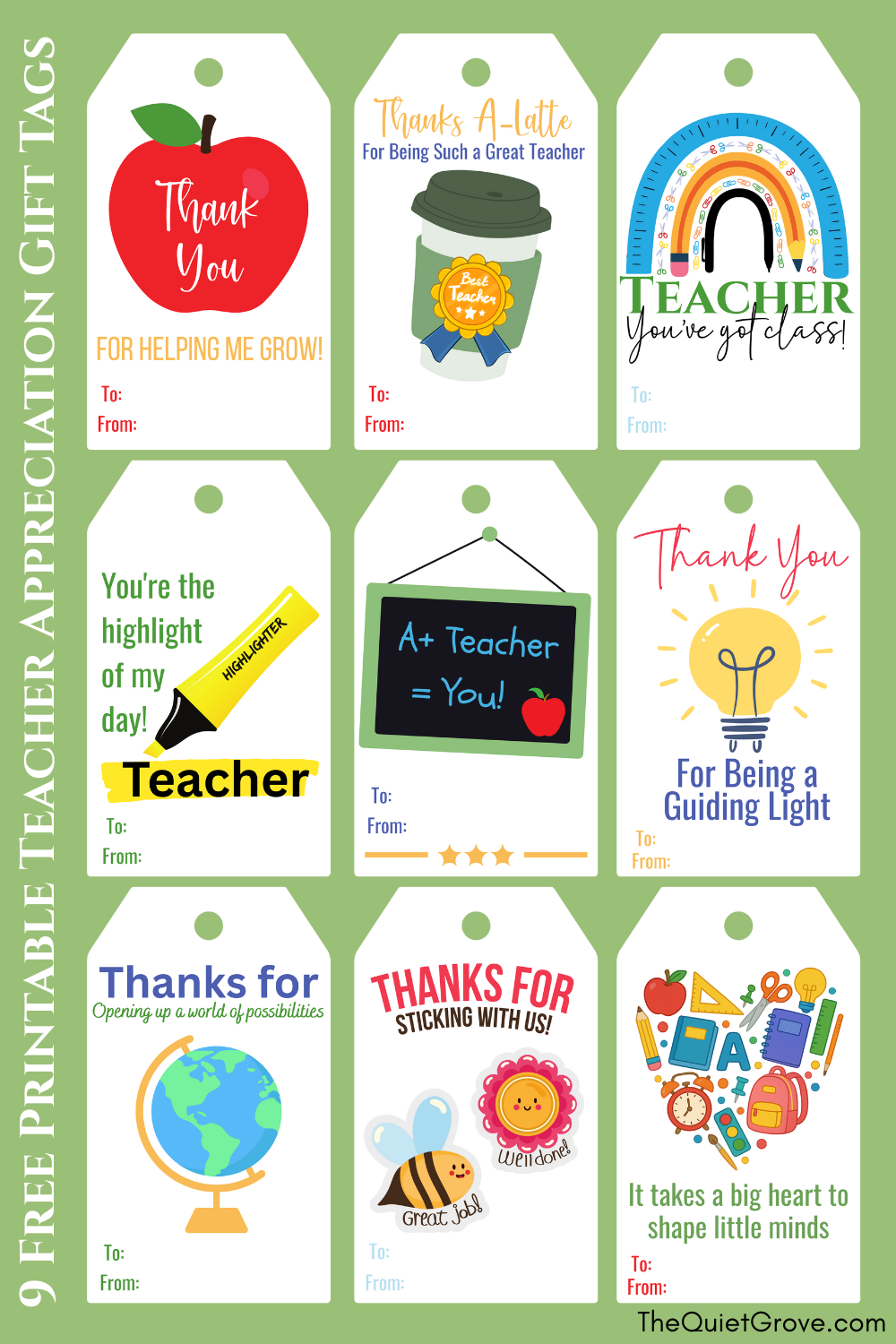Teacher Appriciation Printables The Quiet Grove