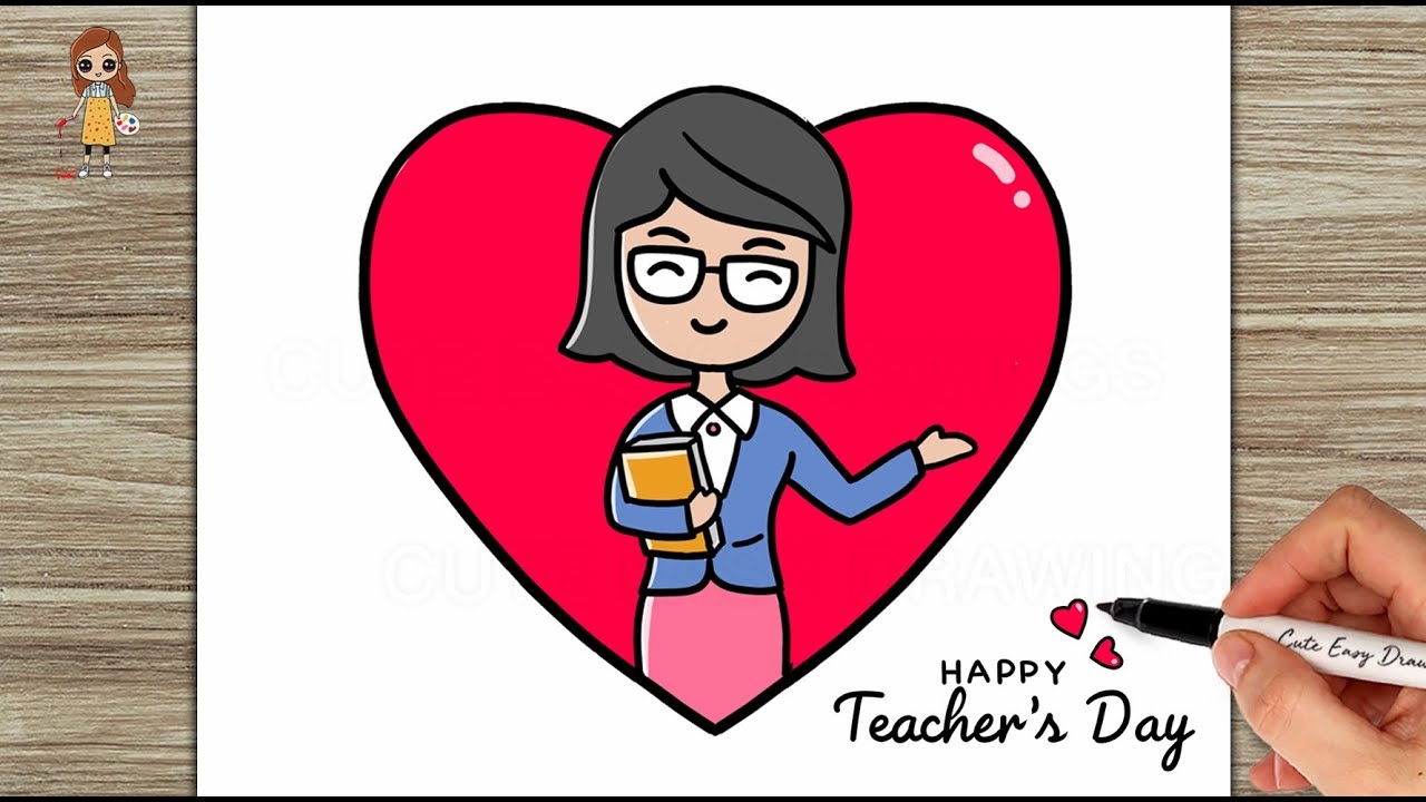 Teacher s Day Drawing Easy And Beautiful How To Draw Cute Teacher YouTube