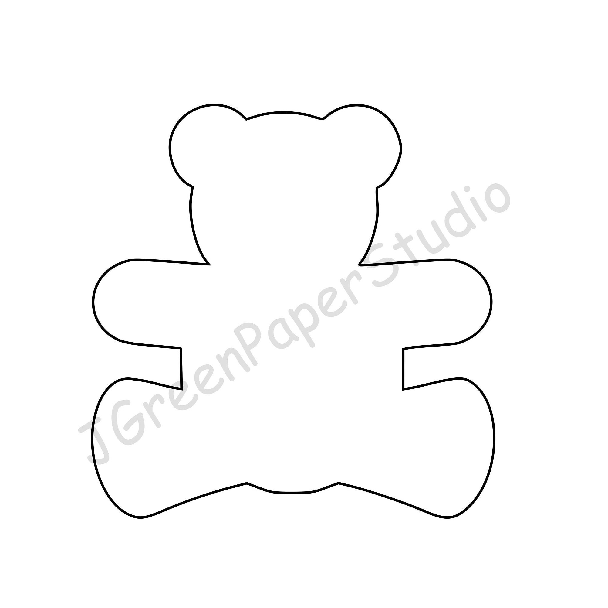 Teddy Bear Template Kids Coloring Page Stencil PDF Digital Download Etsy
