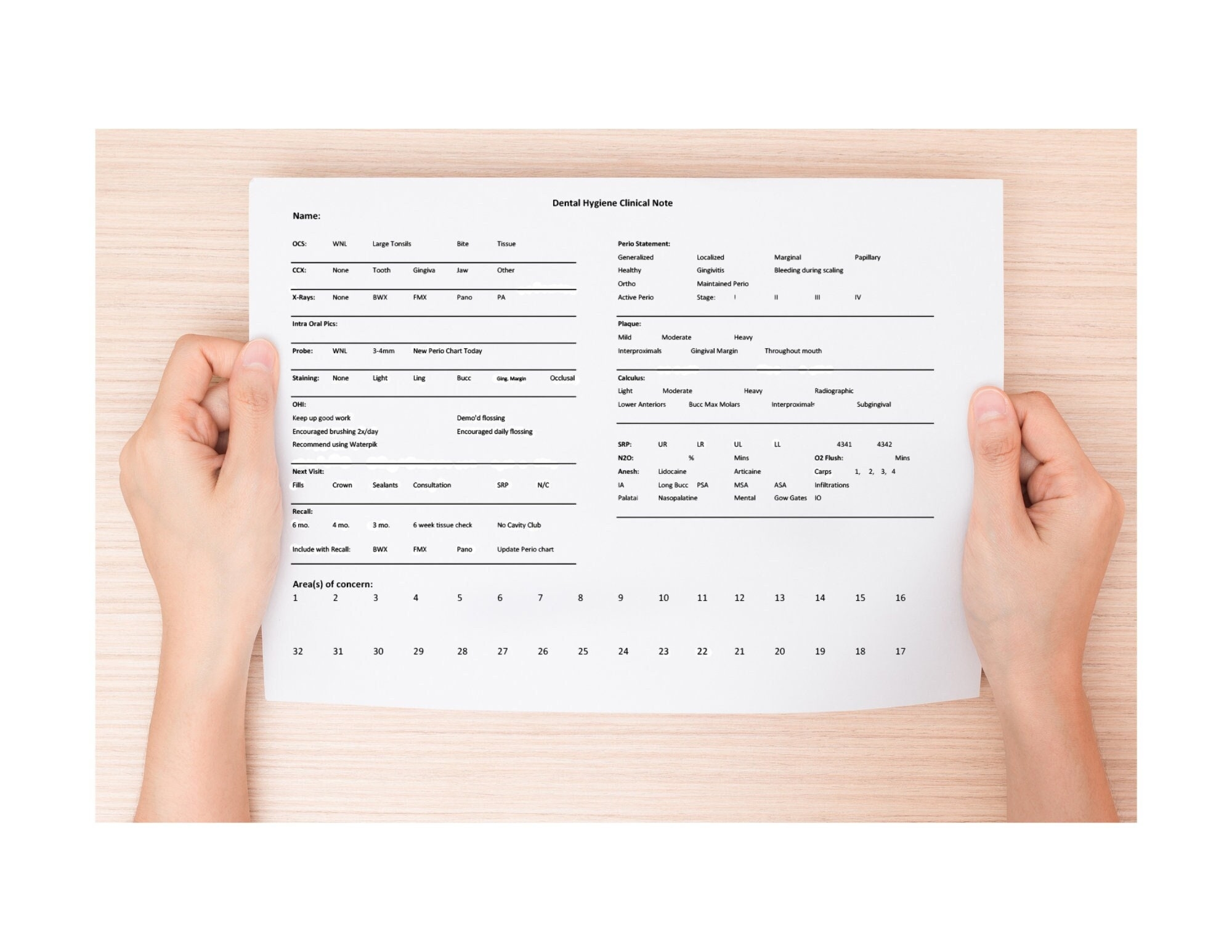 printable dental clinical notes template
