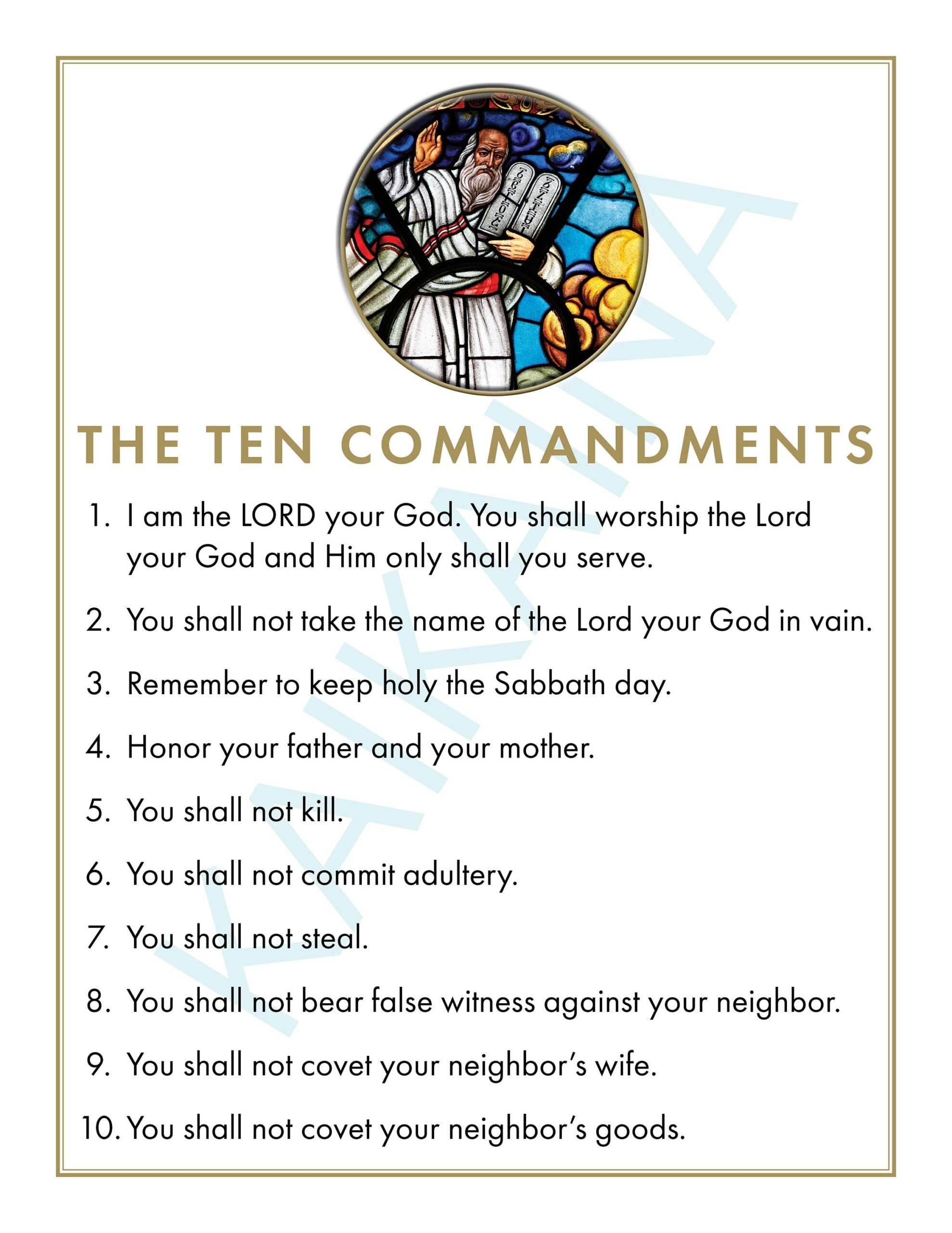 Ten Commandments Catholic Poster For Children digital Download Etsy Israel
