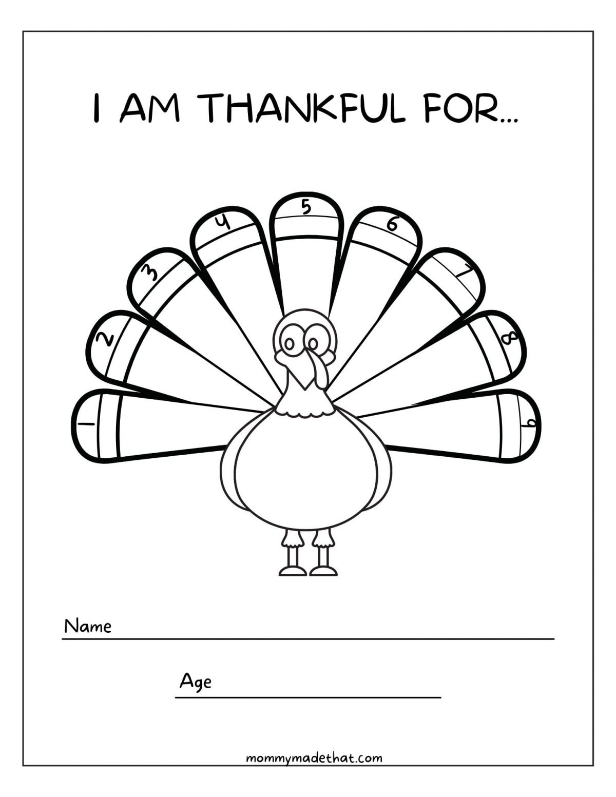 printable thankful turkey craft template