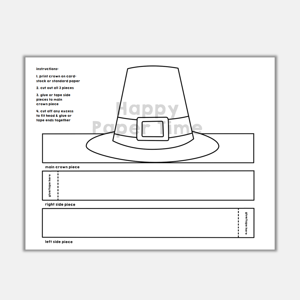 pilgrim hat printable template