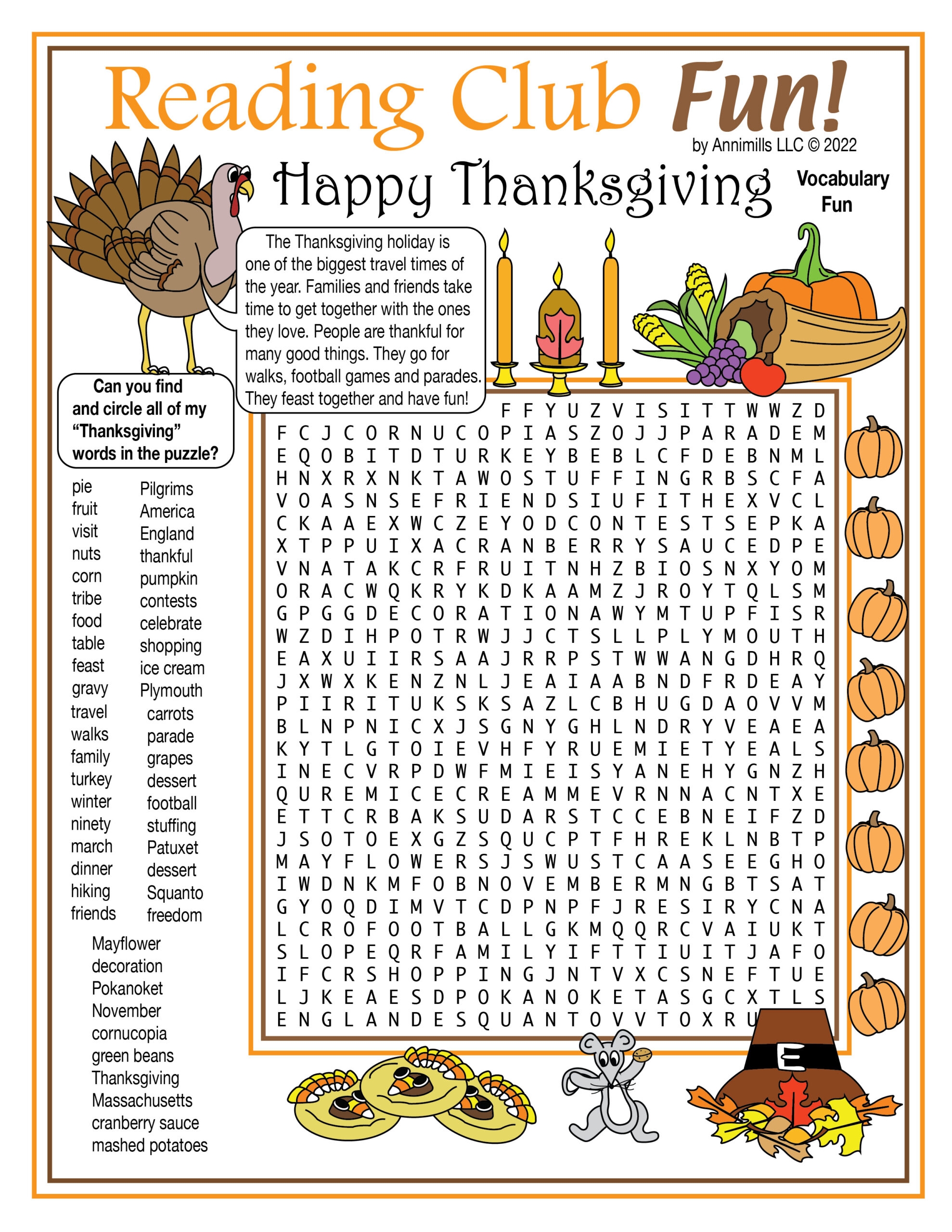 thanksgiving word search puzzles printable
