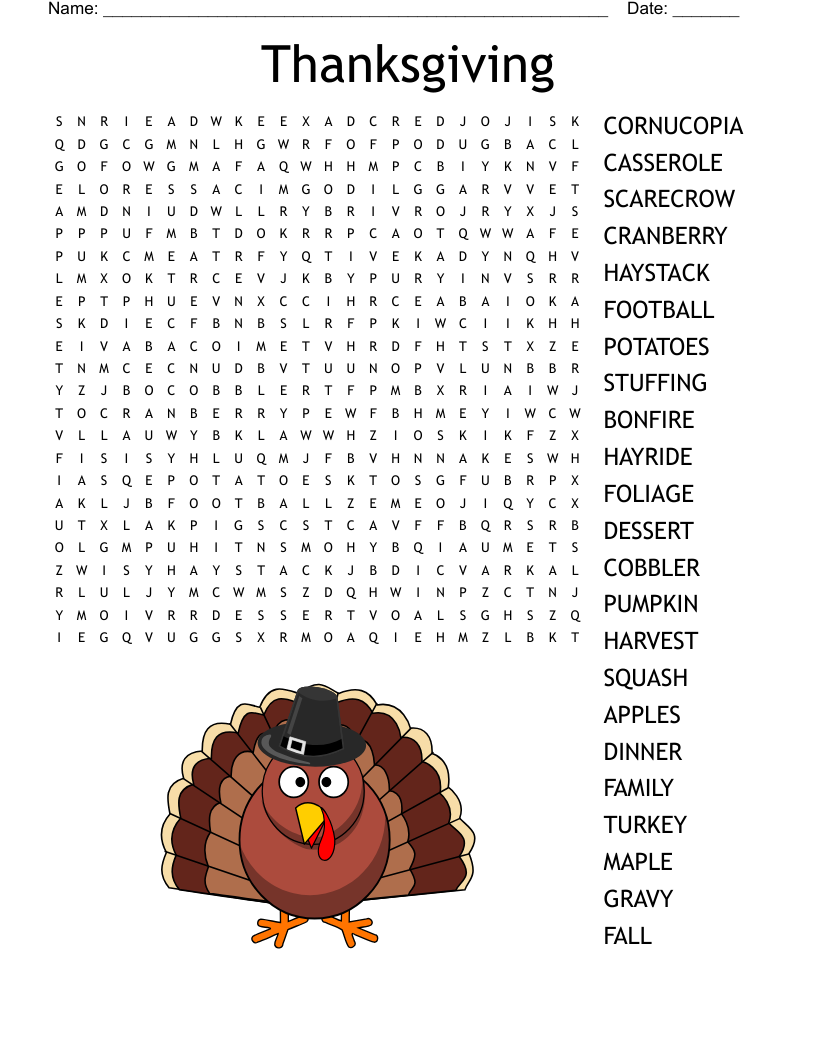thanksgiving word search puzzle