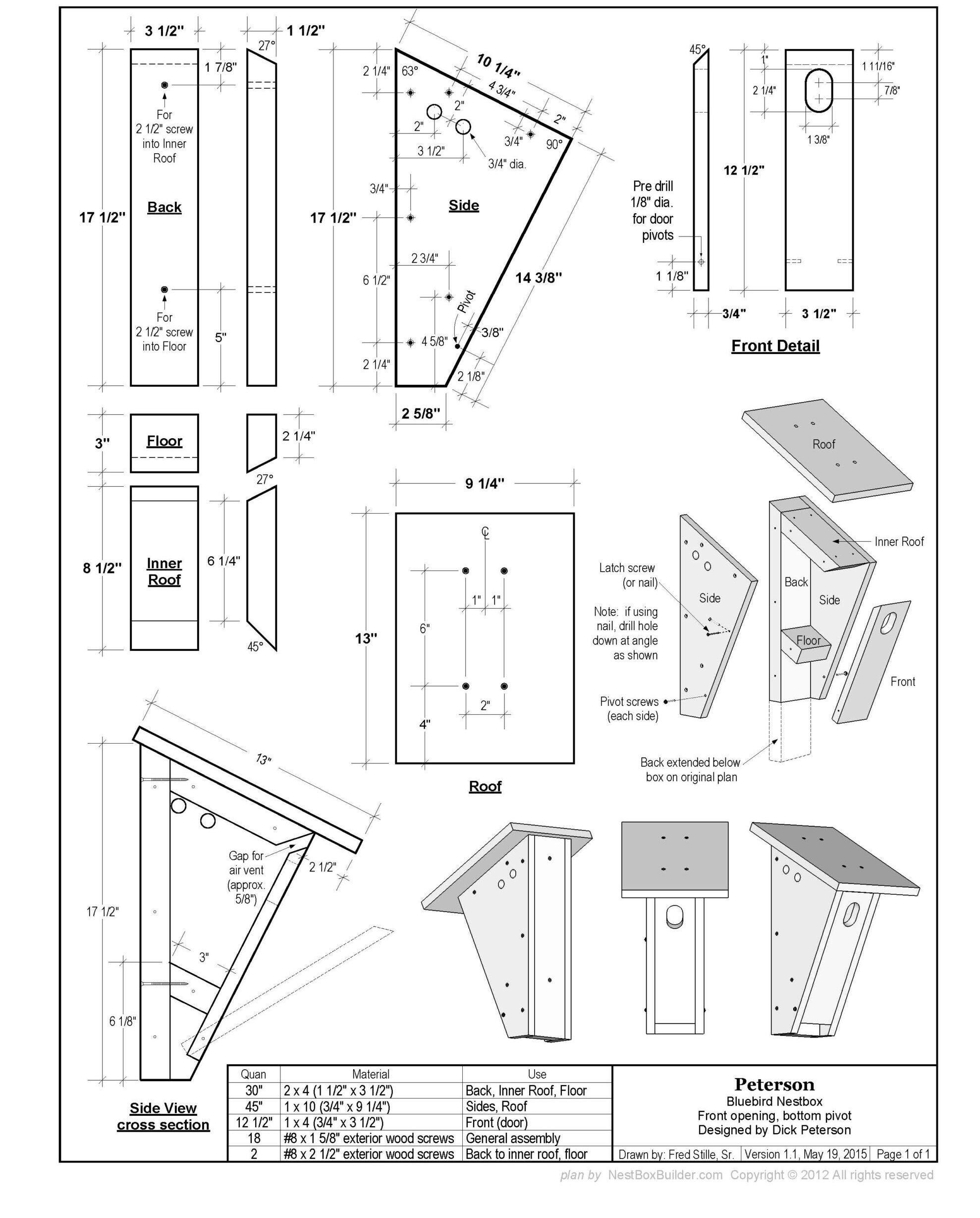 free printable bird house plans pdf