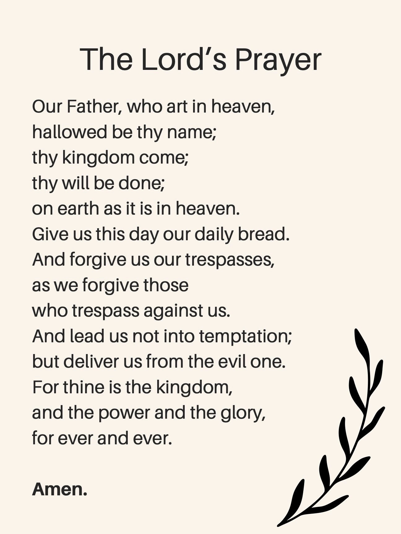 printable the lord's prayer