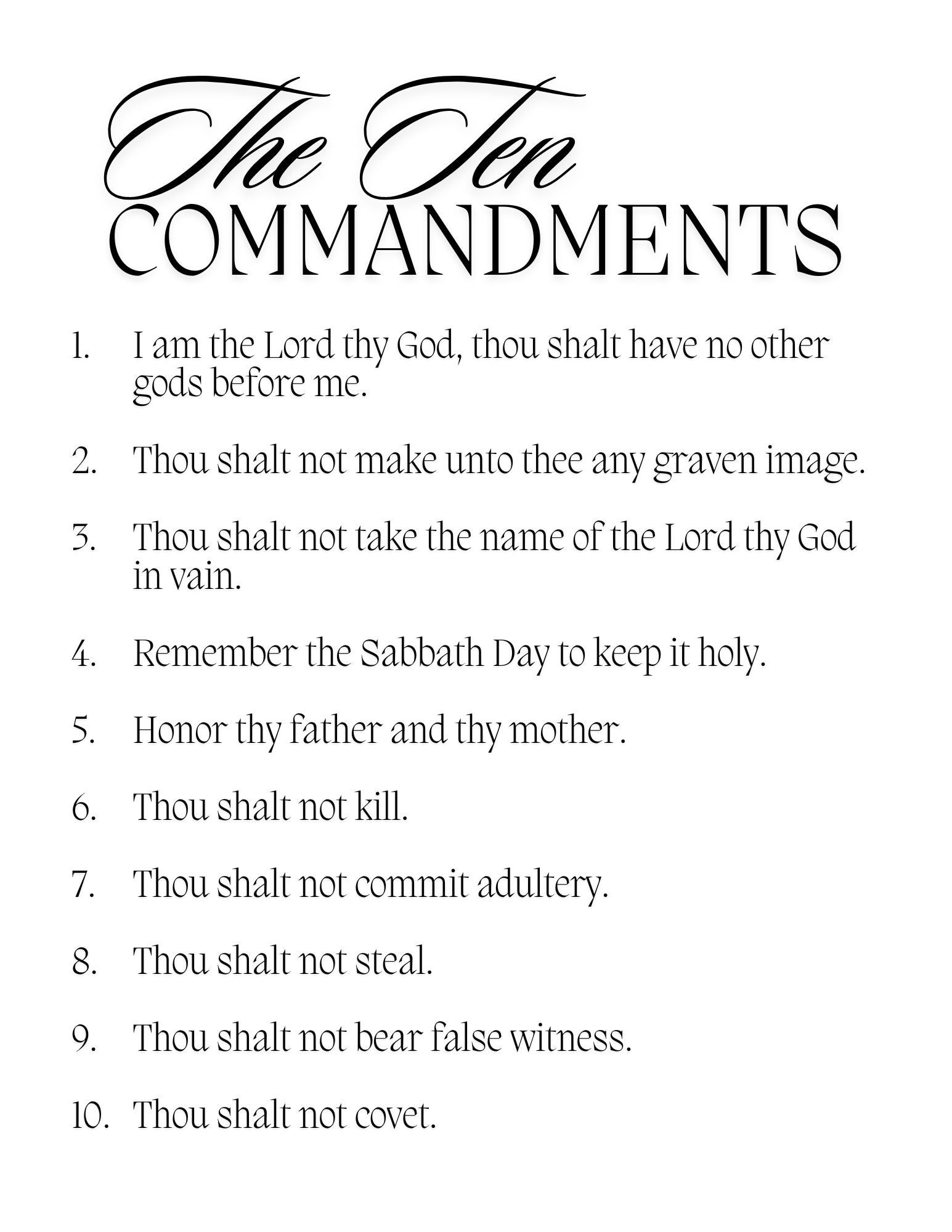 ten commandments printable pdf