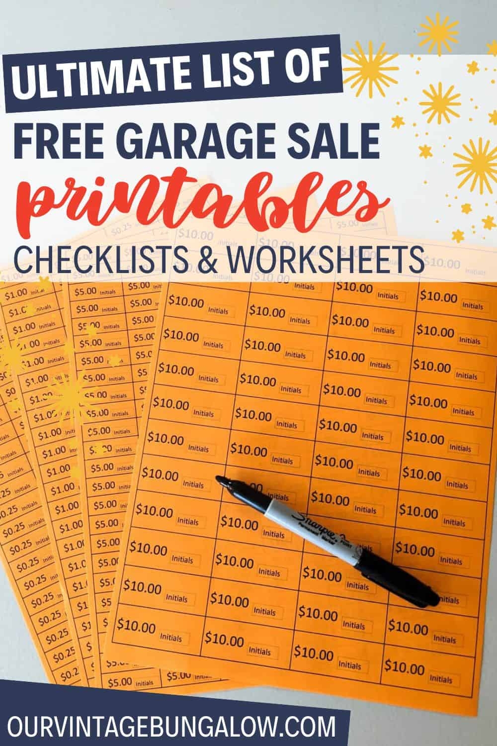 printable garage sale price list pdf