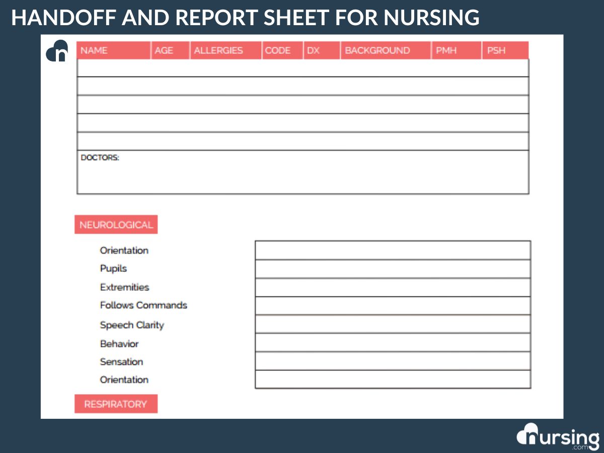 Ultimate Nursing Report Sheet Database Free Downloads
