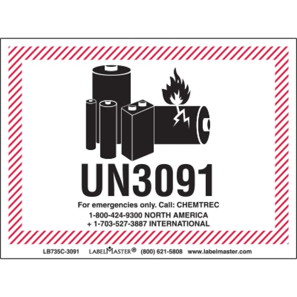UN3091 Lithium Batteries Labels