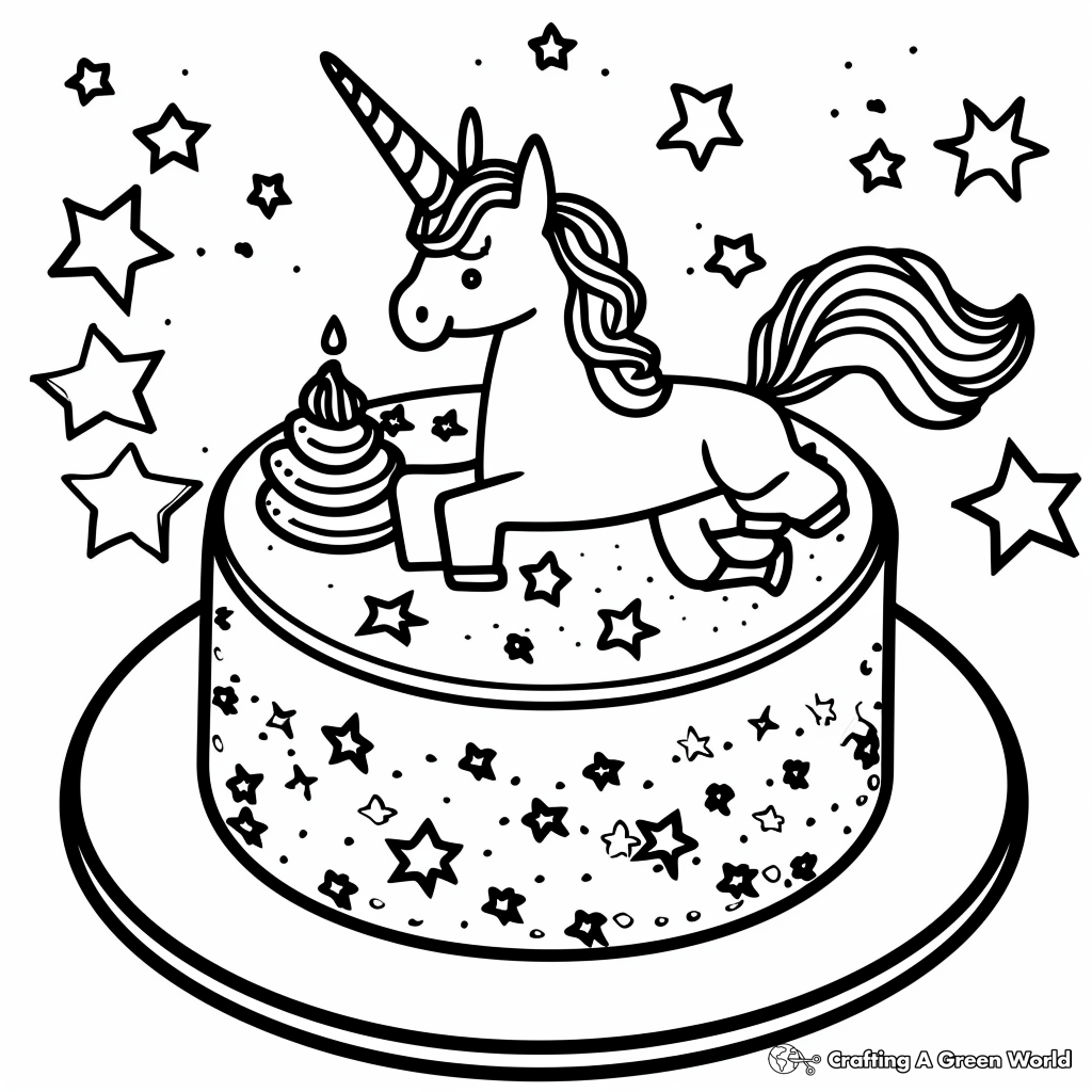 unicorn cake coloring pages