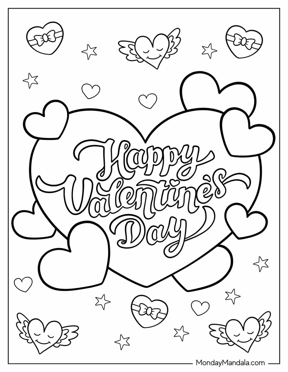 Valentine Printables FREE Valentine s Day Coloring Page PRINTABLE EASY Clipart Valentines Day Printables Free