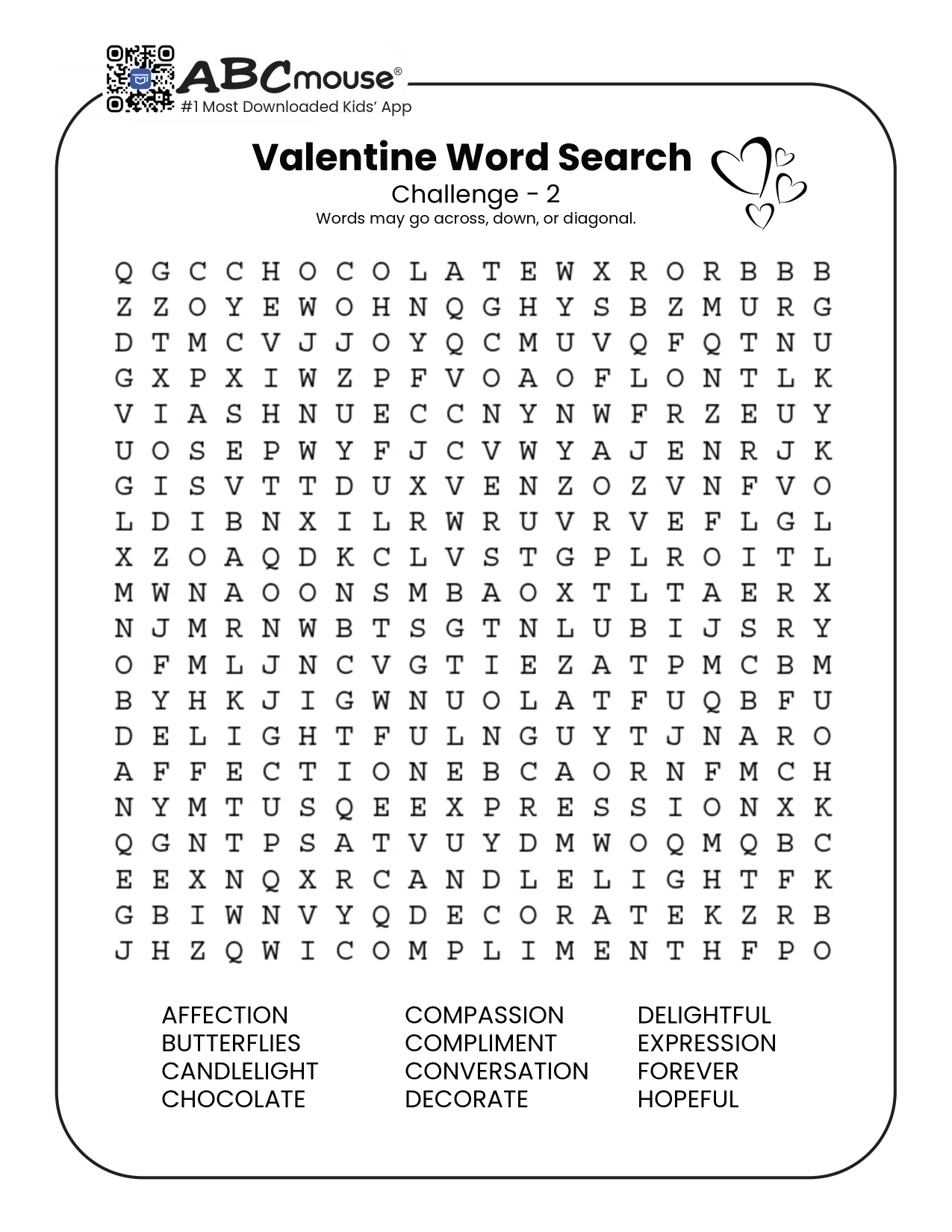 valentine word search puzzles