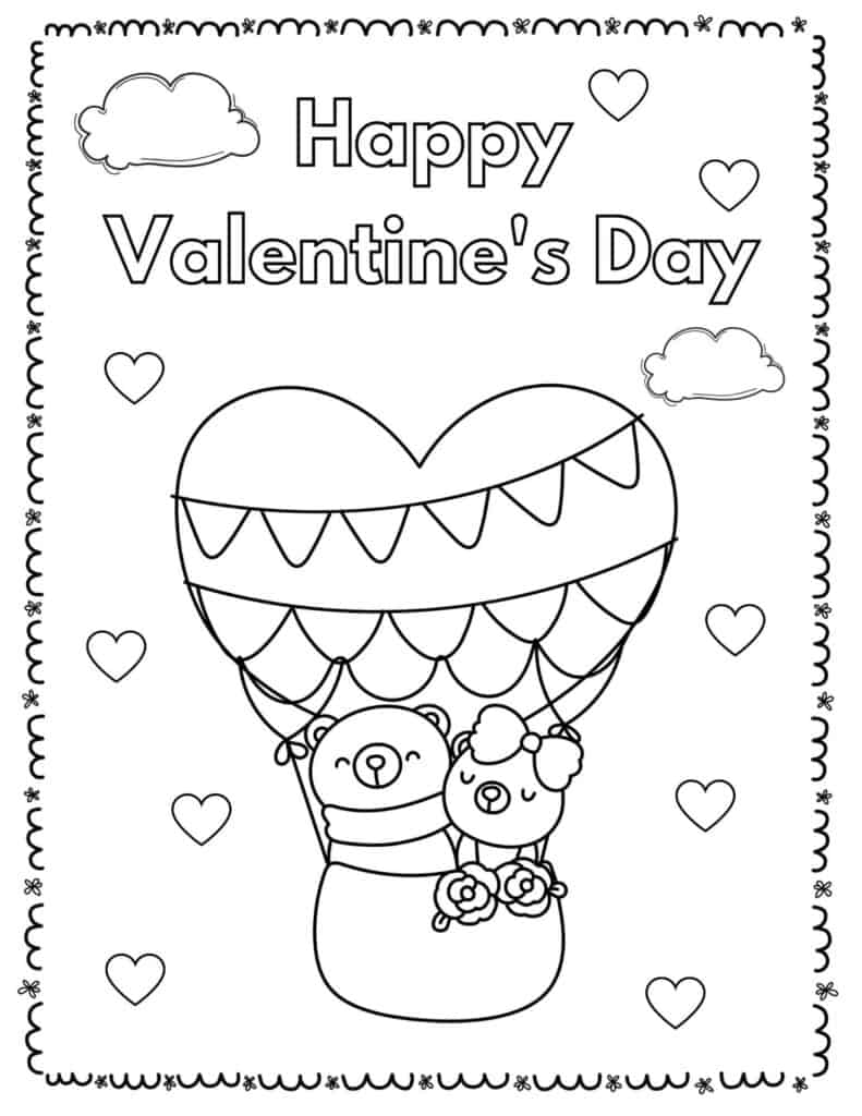 happy valentines day colouring pages