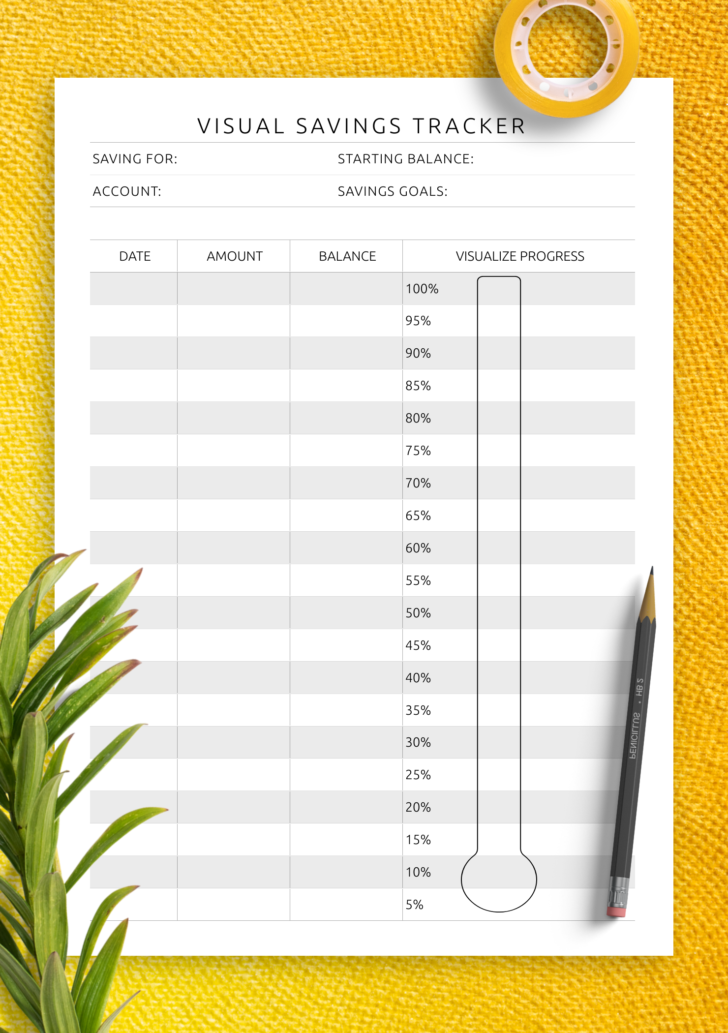 savings tracker printable