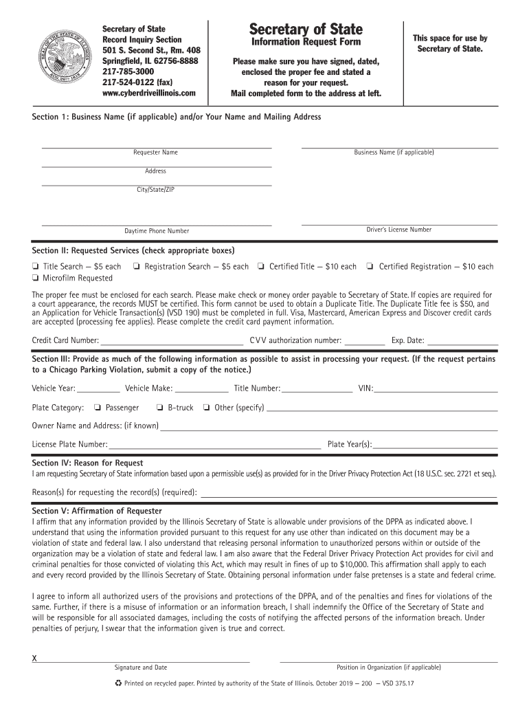 Vsd 190 Illinois Fill Out Sign Online DocHub