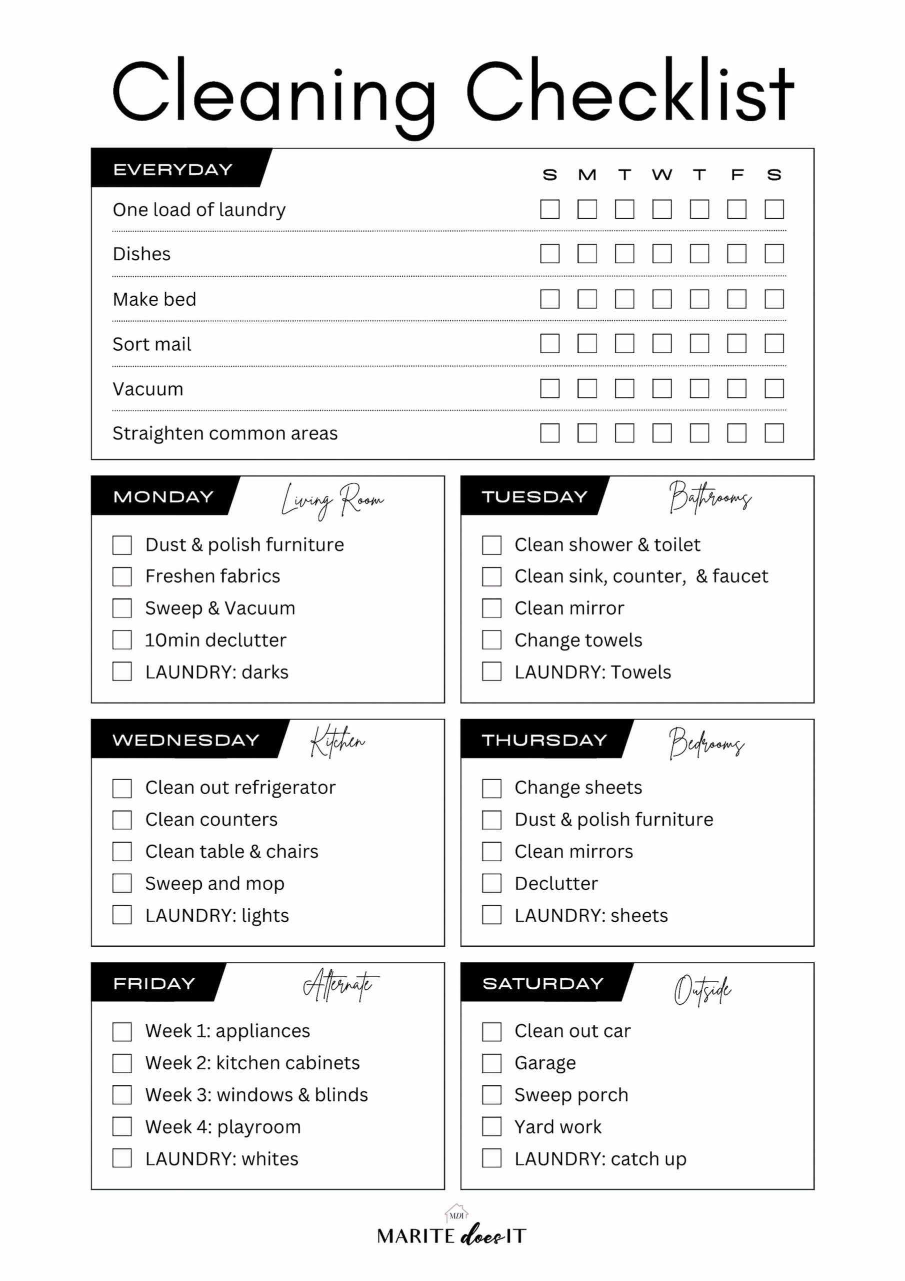 cleaning schedule printable cleaning schedule printable
