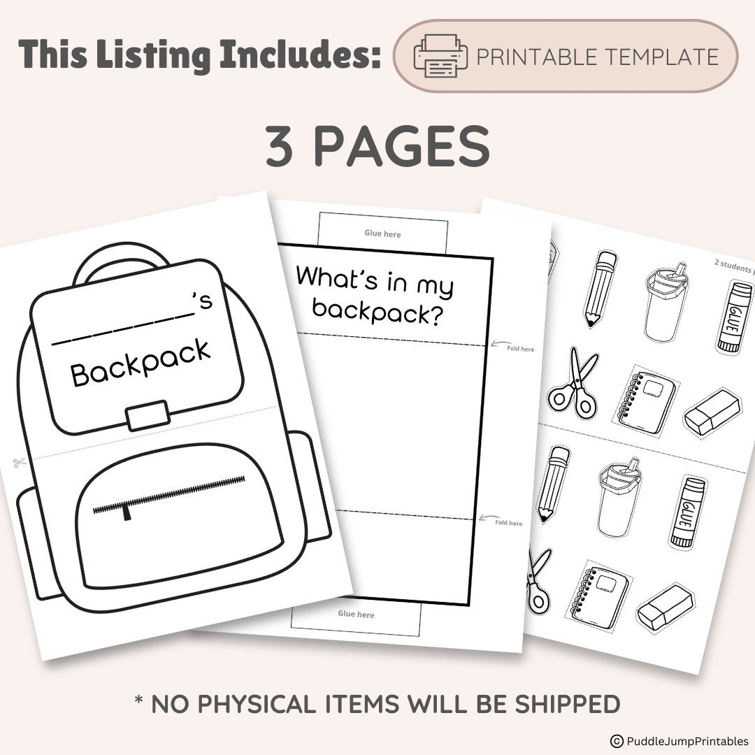 What s In My Backpack Craft Back To School Activity printable Etsy