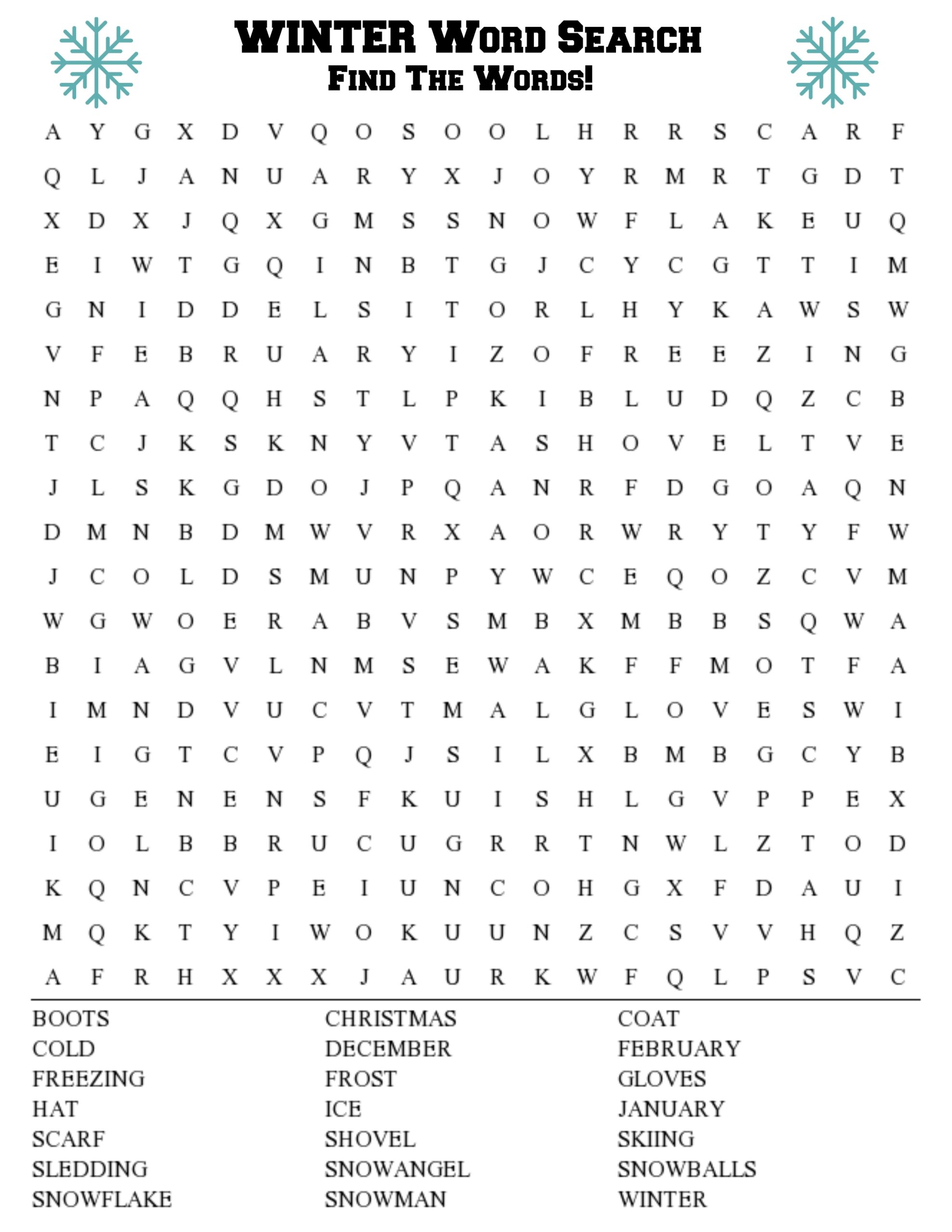free word search printable