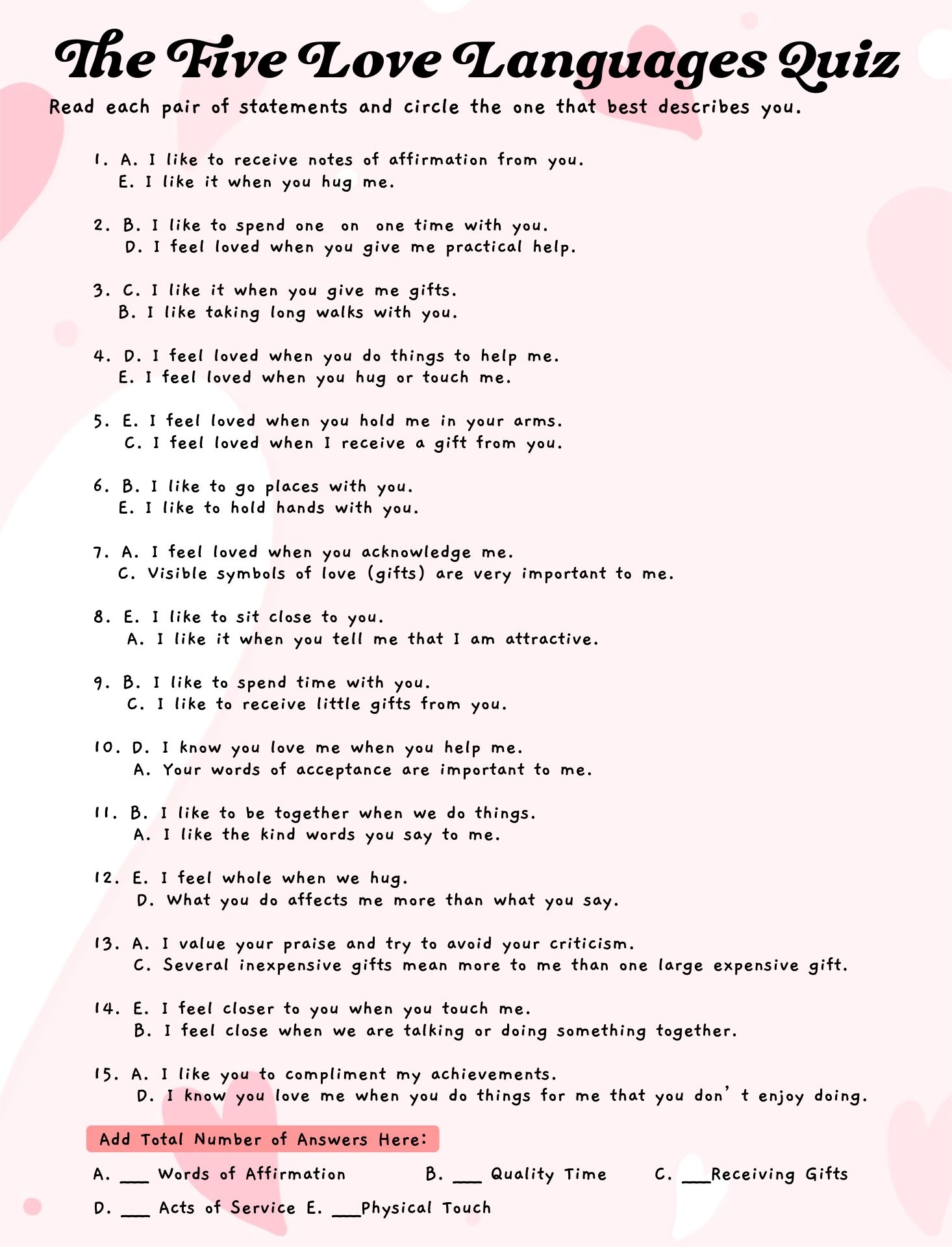 Worksheets 5 Love Languages 12 Free PDF Printables Printablee Worksheets Library