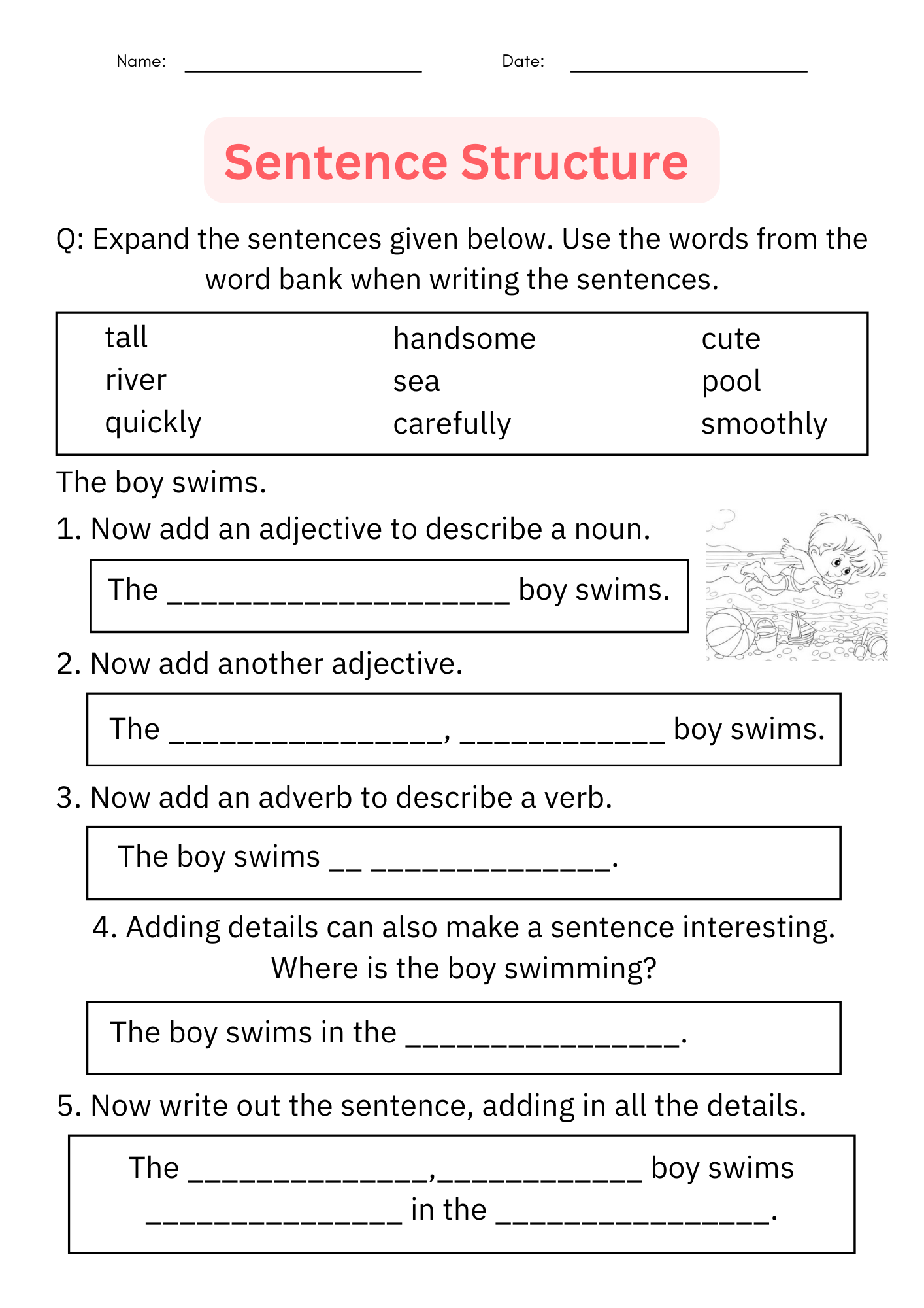 Writing Sentences Sentence Structure Worksheet Digital Printable For Grade 1 Made By Teachers
