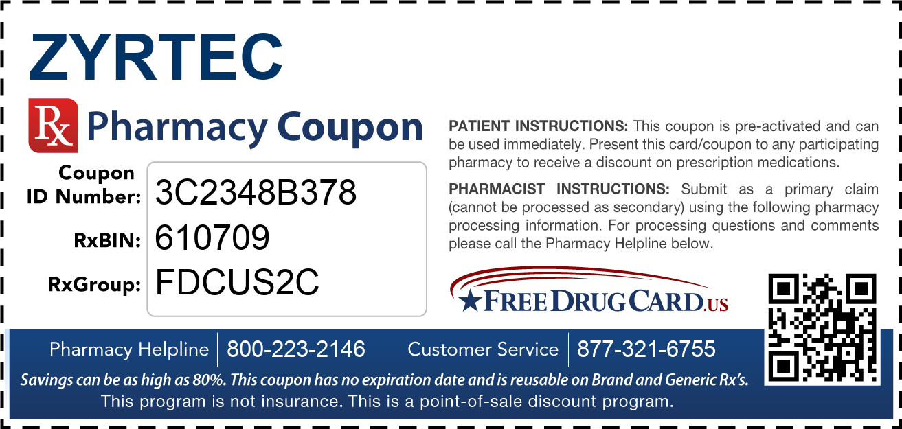 Zyrtec Coupon Free Prescription Savings At Pharmacies Nationwide